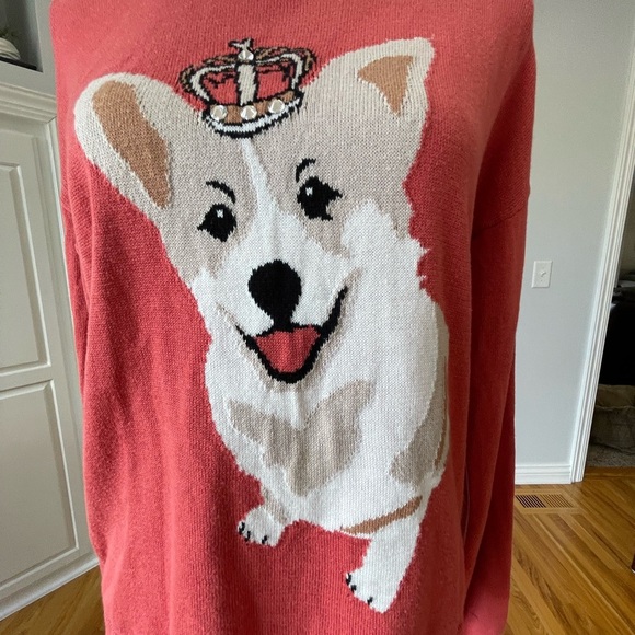 Corgi sweater by Time & Tru size S 4/6 long sleeve corgi with crown Corgi butt - Picture 10 of 15